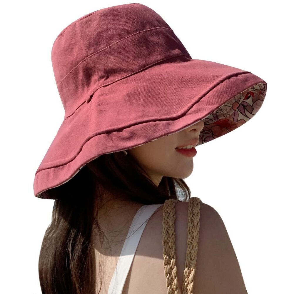 2253 Wide Brim Summer Sun Hat Floral Beach Lady Fishing Bucket Hats